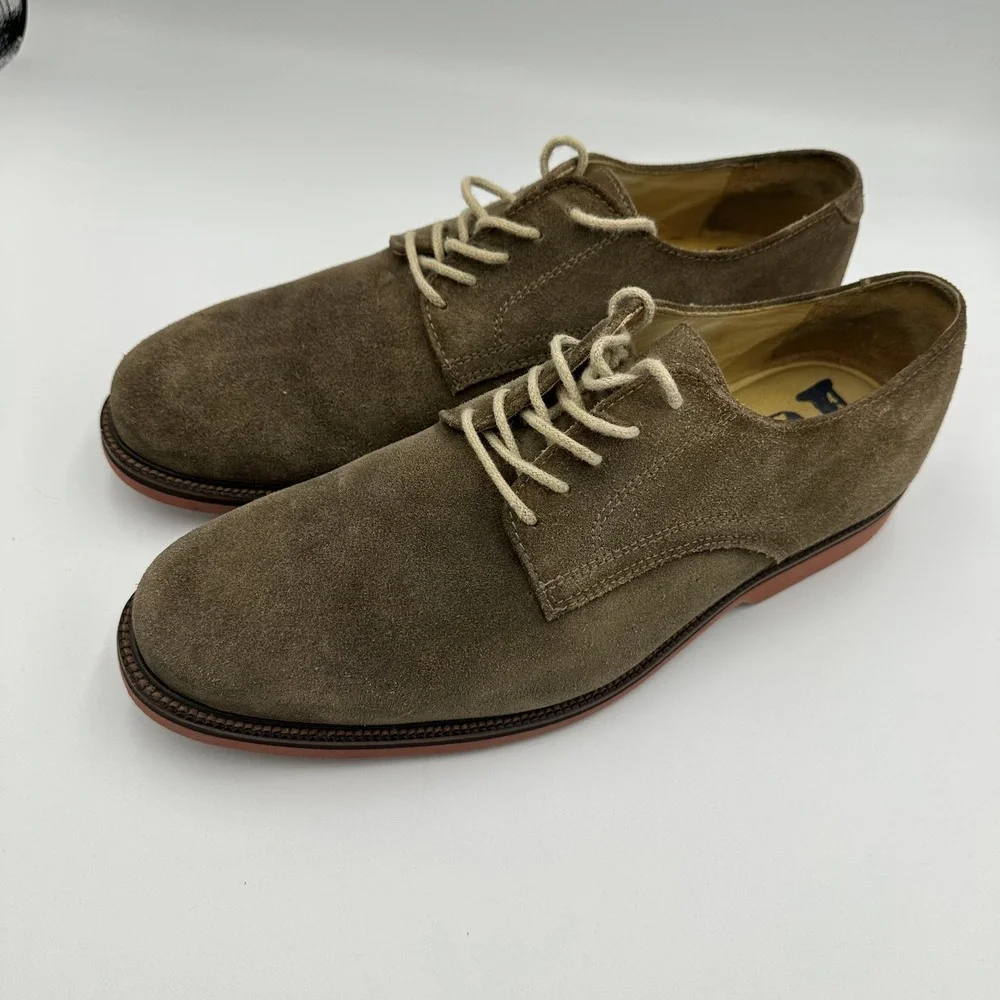 Mens 1901 Taupe Brown Suede Leather Lace‎ Up Oxford Dress Shoes 9W Preppy M23209